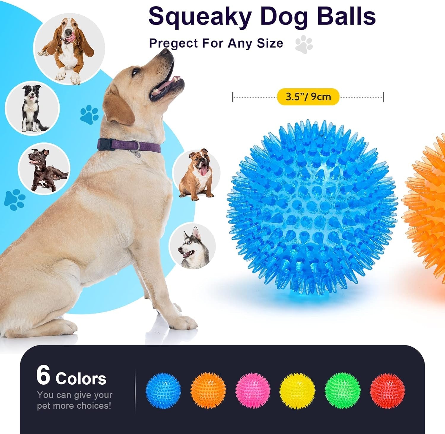 vitever-3-5-squeaky-dog-toy-balls-6-colors-puppy-chew-toys-for-teething-bpa-free-non-toxic-spikey-dog-balls-for-medium-large-small-dogs-durable-toys-for-aggressive-chewers