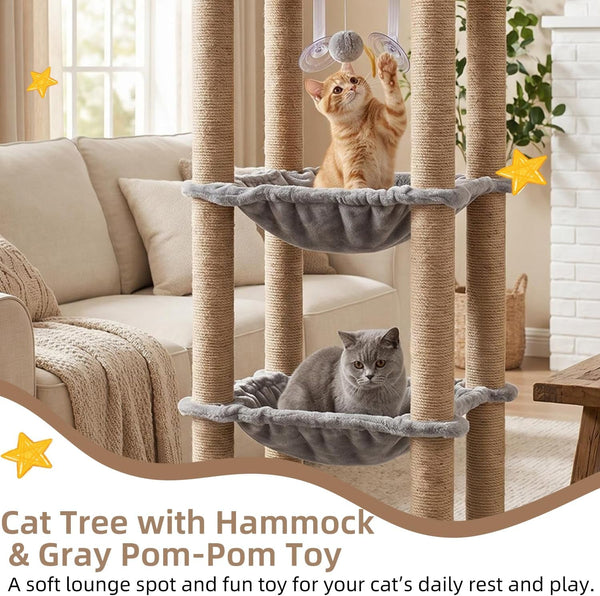 Cat Scratching Post, 4 Scratch Post, Cat Tower for Indoor Cats with Plush Cat Hammocks, Stable Cat Tree & Cat Perch, for Indoor Small Medium Large Cats (44.88'')6
