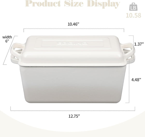 Enameled Cast Iron Dutch Oven, Oblong Bread Oven for Sourdough Bread Baking, Baking Pan, Dual Handles, Oven Safe, 4 Quart, White2