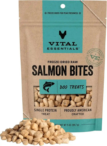 Vital Essentials Freeze Dried Dog Treats, Salmon Bites, 2.5 Oz Bag | Single Animal Protein, Premium Quality, Grain-Free Training Treats, USA Made with U.S. & Globally Sourced Ingredients17