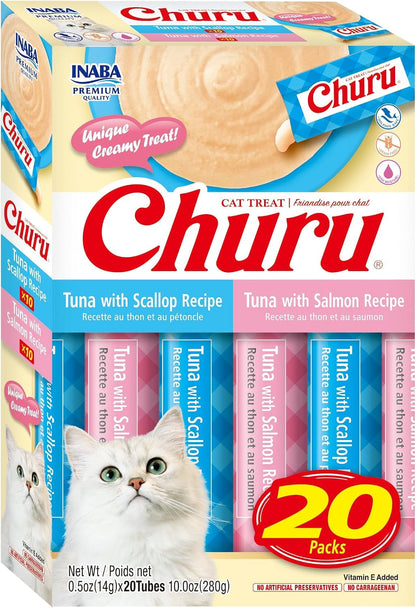 INABA Churu Cat Treats, Lickable, Squeezable Creamy Purée Cat Treat with Vitamin E, 0.5 Ounces Each Tube, 20 Tubes, Tuna & Chicken Variety10