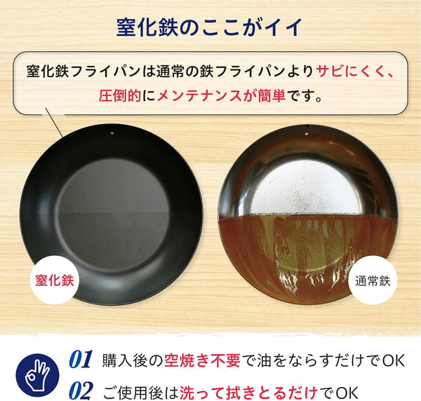 Iron Frying Pan, Extreme Japan, 11.8 Inches (30 Cm), Induction Compatible, Made in Japan, Wok3