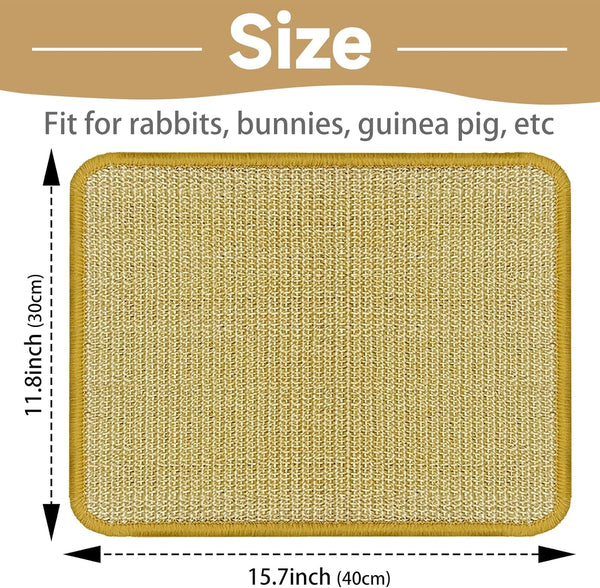 DYAUS Rabbit Scratching Pad, Sisal Bunny Scratch Pad, Natural Rabbit Foraging Mats for Cages, Indoor Bunny Toys Accessories for Bedding Biting Sleeping Resting (2PCS, 16X12In)2