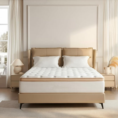 Full Size Mattress, 10 Inch Hybrid with Memory Foam & Individual Pocketed Springs Bed in a Box, Medium Firm, Support Coils & Breathable, Pressure Relief, Certipur-Us & Fiberglass Free, 75"X54"X10"1