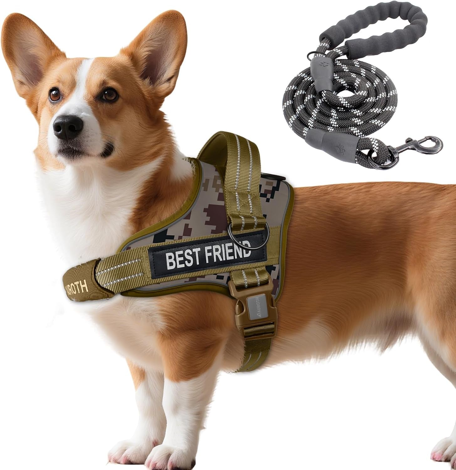 auroth-dog-harness-and-leash-set-soft-padded-service-dog-vest-with-5-25ft-dog-leash-no-choke-easy-on-pet-vest-adjustable-reflective-no-pull-pet-vest-medium-sized-dog-easy-walking-and-training