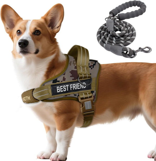 AUROTH Dog Harness and Leash Set, Soft Padded Service Dog Vest with 5.25FT Dog Leash, No Choke, Easy on Pet Vest, Adjustable Reflective No Pull Pet Vest Medium Sized Dog, Easy Walking and Training34