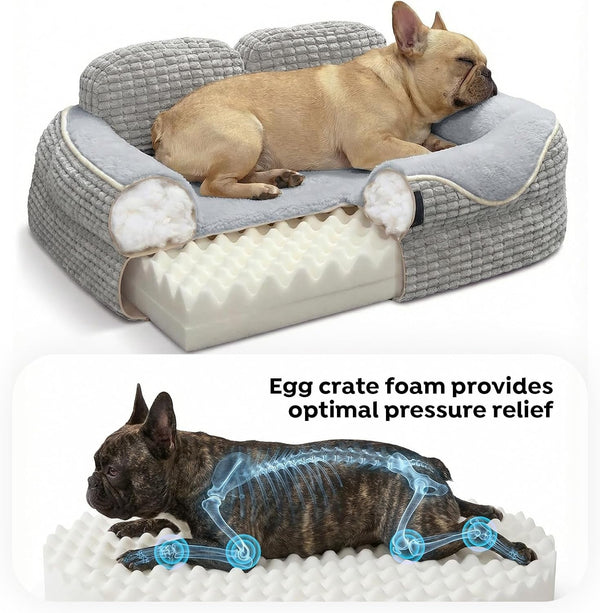 Veehoo Square Dog Bed Medium Size Dog, Orthopedic Dog Bed Couch Sofa, 36" | Washable & Medium Dog Bed for Indoor, Egg-Crate Memory Foam Dog Bed with Sides, Removable Cover, High Back Non-Slip Bottom2