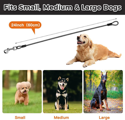 Chew Proof Dog Leash Extender, 2FT 5Mm Metal Lead Extension, 360° Tangle-Free for Walking & Training Puppies, Fits Small/Medium/Large Dogs, Collar & Harness Compatible (Black/Orange/Blue)6