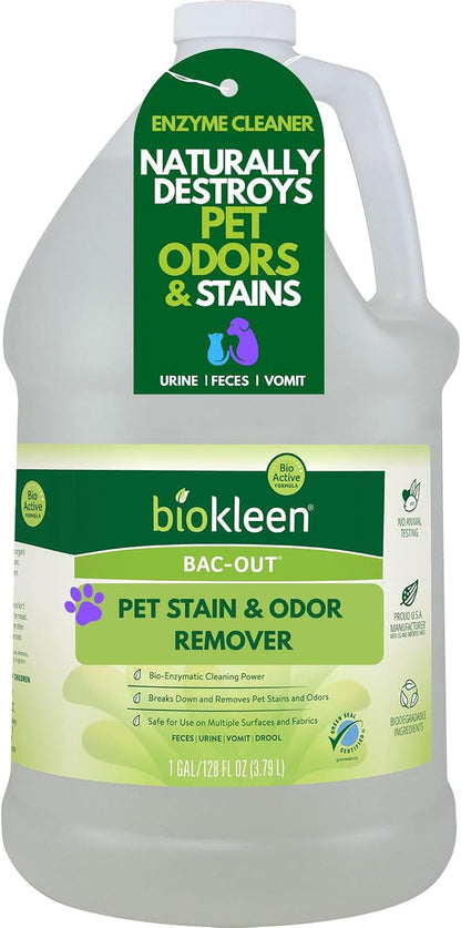Biokleen Bac-Out Pet Stain Remover - Enzymatic, Natural, Plant-Based Destroys Stains & Odors, Safe for Surfaces & Fabrics, Carpet Cleaner - Eco-Friendly, Lavender Lime Scent, 1 Gallon1