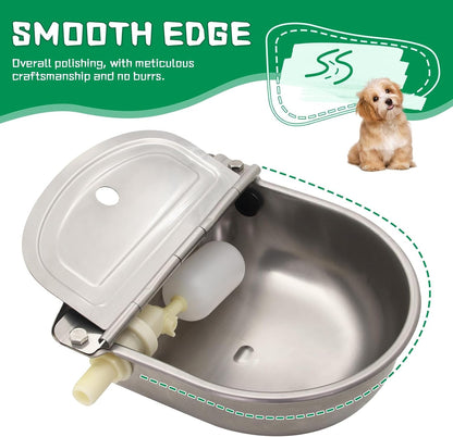 Automatic Dog Water Feeder 3L Stainless Steel Bowl for Chicken Cattle Sheep | with Float Valve Auto Fill Water Wall Mounted Livestock Waterer Rust Proof Keep Water Fresh Easy to Clean & Install for Goat3