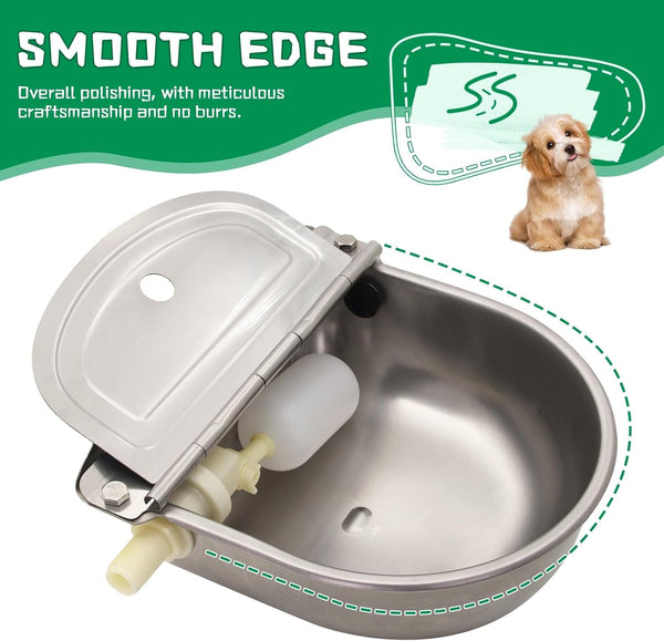 Automatic Dog Water Feeder 3L Stainless Steel Bowl for Chicken Cattle Sheep | with Float Valve Auto Fill Water Wall Mounted Livestock Waterer Rust Proof Keep Water Fresh Easy to Clean & Install for Goat3