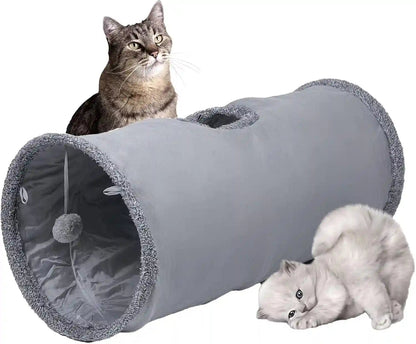 Cat Tunnel, Durable Suede Collapsible Cat Play Tube Toys with Play Ball, Indoor Cat Tunnel for Cat, Puppy, Kitty, Kitten, Rabbit (Small)1
