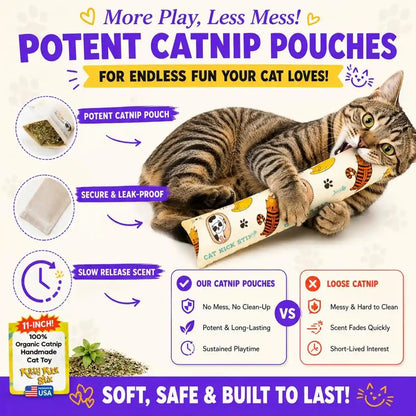 Kitty Kick Stix Set of 2 (11") - Durable Kicker Cat Toy - Catnip Kicker for Cats & Kittens - Interactive Toys for Cats - Cat Kick Stick - 100% Potent Organic Catnip for Indoor Cats6