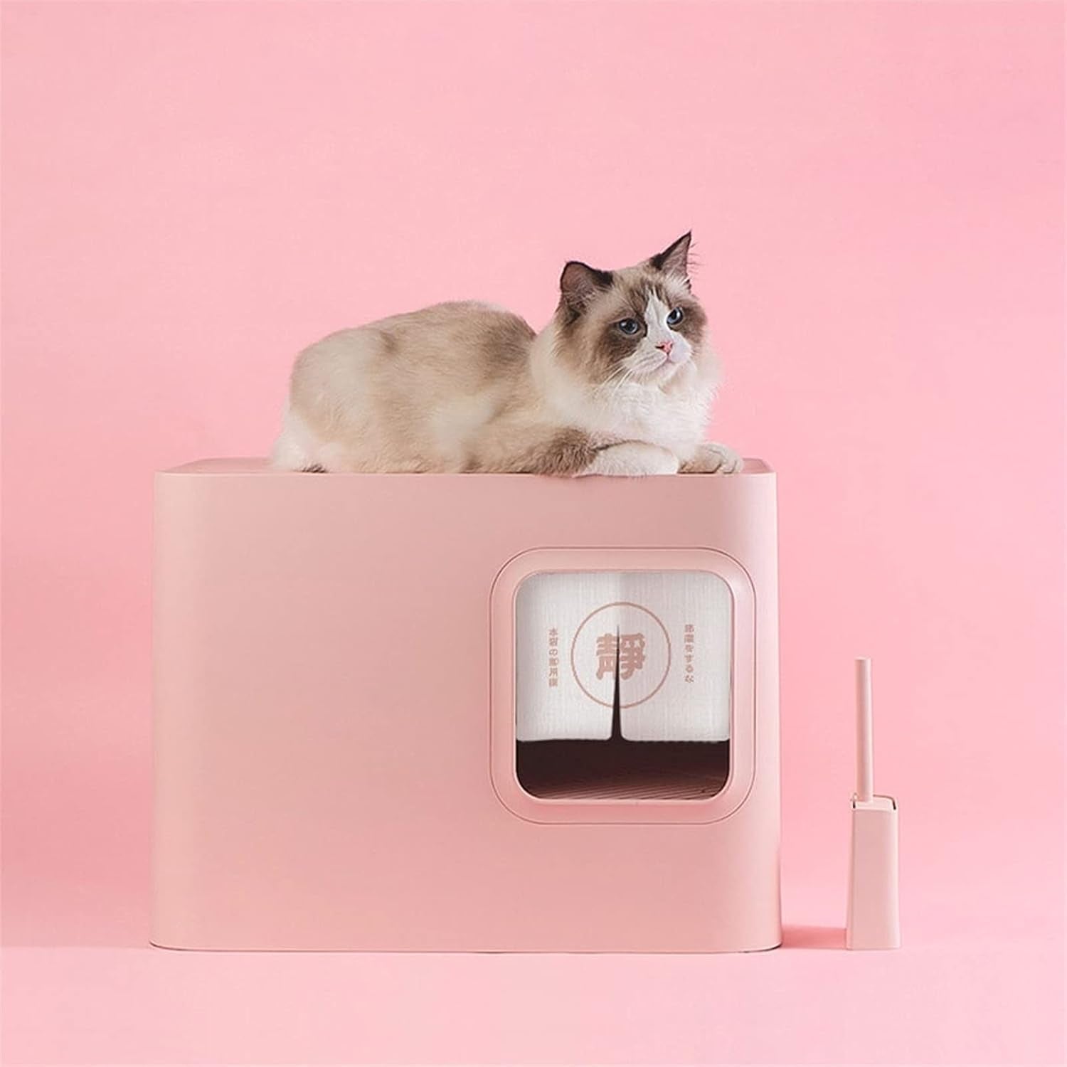 dog-potty-training-toilet-cat-litter-tray-fully-enclosed-japanese-style-box-toilet-kitten-anti-splash-and-deodorant-corridor-pet-with-curtain-pink-and-whitea