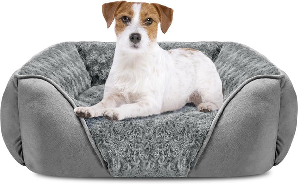 INVENHO Rectangle Washable Orthopedic Dog Bed for Small, Medium and Large Dogs, Soft Calming, Sleeping Puppy Bed Durable Pet Cuddler with Anti-Slip Bottom, S (20"X19"X6")38