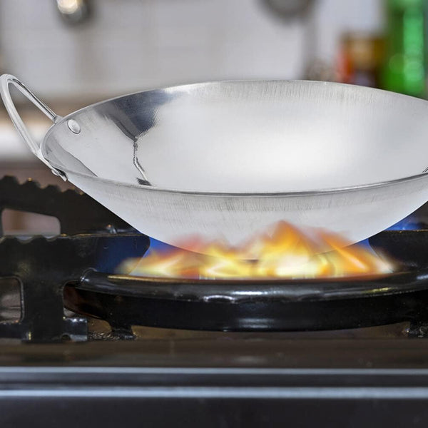 Metal Wok Pan Kitchen 2Pcs Stainless Steel Wok Pans Small Stir Frying Pan with Double Handle Nonstick Deep Cooking Pot for Induction Electric Gas Stoves 8Inch Stir Fry Wok8