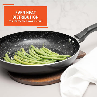 10 Inch Bistro Cera Aluminum Speckled Black Ceramic Fry Pan | Ideal for Frying and Sautéing5