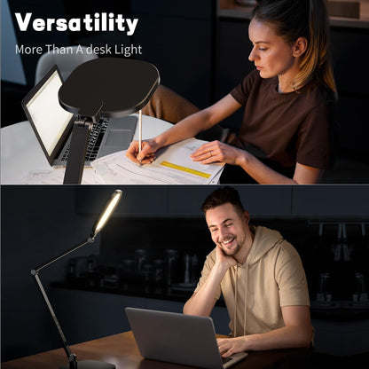 LED Desk Lamp for Home Office, Soft Edge-Lit Design, Modern Style | Professional Eye-Caring Diffused Light, Dimmable Computer Light with 30 Modes, Memory & Timer, Flexible Swing Arm Table Lamp2