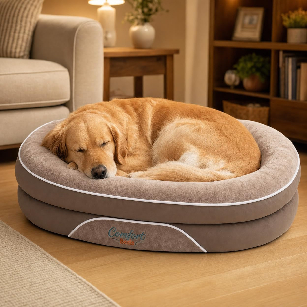 comfort-beds-orthopedic-dog-bed-with-calming-bolster-walls-faux-fur-interior-non-slip-base-brown