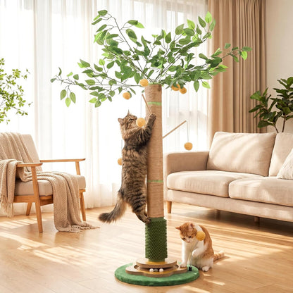 Tall Cat Scratching Post 51 Inch, Sisal Rope Cat Scratcher Tree | for Indoor Cats, Kittens and Large Cats to Stretch, Scratch, Play and Self-Groom; Suitable for Living Rooms and Cat Spaces.1