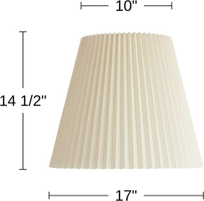 Pre-Assembled Edie Large Ivory Pleated Lamp Shade 10X17X14.75 (Spider) | 10" Top X 17" Bottom X 14.5" High X 14.75" Slant Replacement for Table + Floor Lamps White Bell round Harp + Finial4