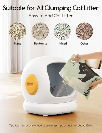 Meowant Self-Cleaning Cat Litter Box, 75L Extra Large Open Automatic Cat Litter Box for Multi Cats, Integrated Safety Protection/App Control/Odor Removal Smart Box with Mat & Liner6