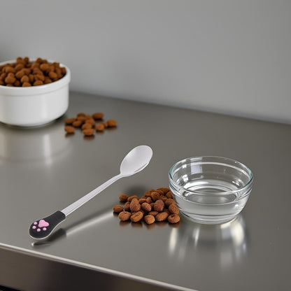 Silver Pet Food Spoon, Stainless Steel Spoon anti Slip Silicone Handle Can Cute for Pets Dogs Food Storage Feeding and Watering Supplies6