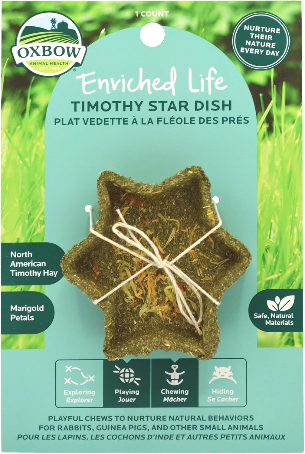 oxbow-timothy-hay-star-dish-rabbit-guinea-pig-toy-marigold-petals-oxbow-enriched-life-timothy-hay-rabbit-chew-toys-guinea-pig-enrichment-guinea-pig-chew-toys-rabbit-enrichment