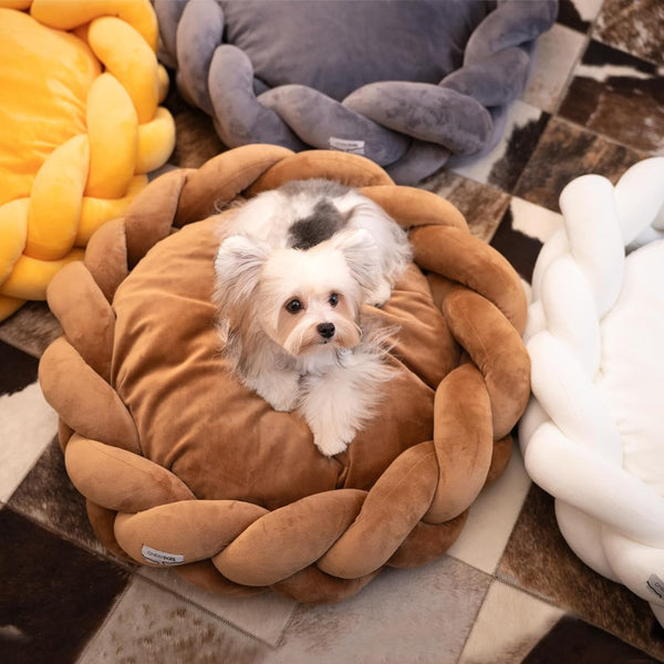 CHEERPALS Weave Cat Bed for Indoor Cats,Cute Pet Bed with Washable Cushion Fluffy Kitty Bed for Small Dog(Dark Gray)9