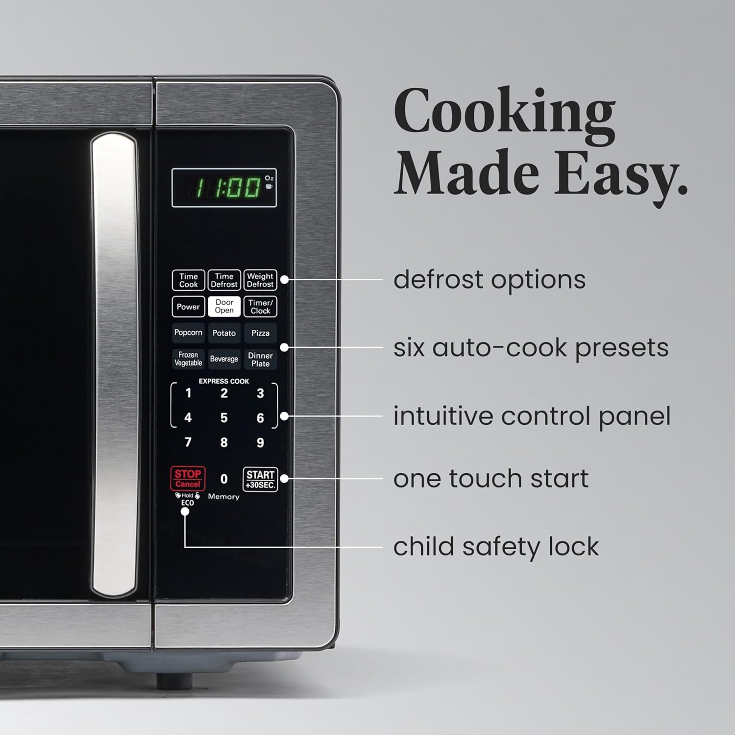 1-1-cu-ft-countertop-microwave-oven-1000-watts-power-auto-cook-settings-defrost-easy-clean-and-child-safety-lock-stainless