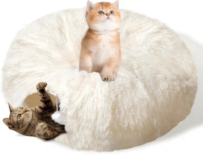 Baseola Fuzzy Cat Tunnel Bed for Indoor Cats, 2-In-1 Interactive Cat Toys | Peekaboo Cat Cave with Washable Mat, Collapsible Cat Play Tunnel for Kittens & Small Pets, Plush Cat Donut Bed Tunnel, Grey11