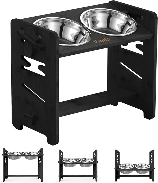 Vantic Elevated Dog Bowls, Raised Dog Bowl Stand Adjustable Small, Natural | Bamboo Elevated Feeder with 2 Stainless Steel Bowls, Adjustable Height Stand for Small Puppies and Cats13