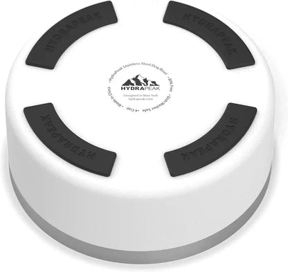 Hydrapeak Dog Bowl; Non Slip Stainless Steel; Water and Food Dish; Large Sized and Small Dogs; 32Oz 64Oz; Multiple Sizes; 4 Cup | White3