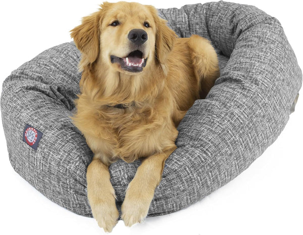 Majestic Pet 40 Inch Bagel Calming Dog Bed Washable – Cozy Soft round Dog Bed with Spine Support for Dogs to Rest Their Head - Fluffy Donut Dog Bed 40X29X9 (Inch) - round Pet Bed Large – Blue11
