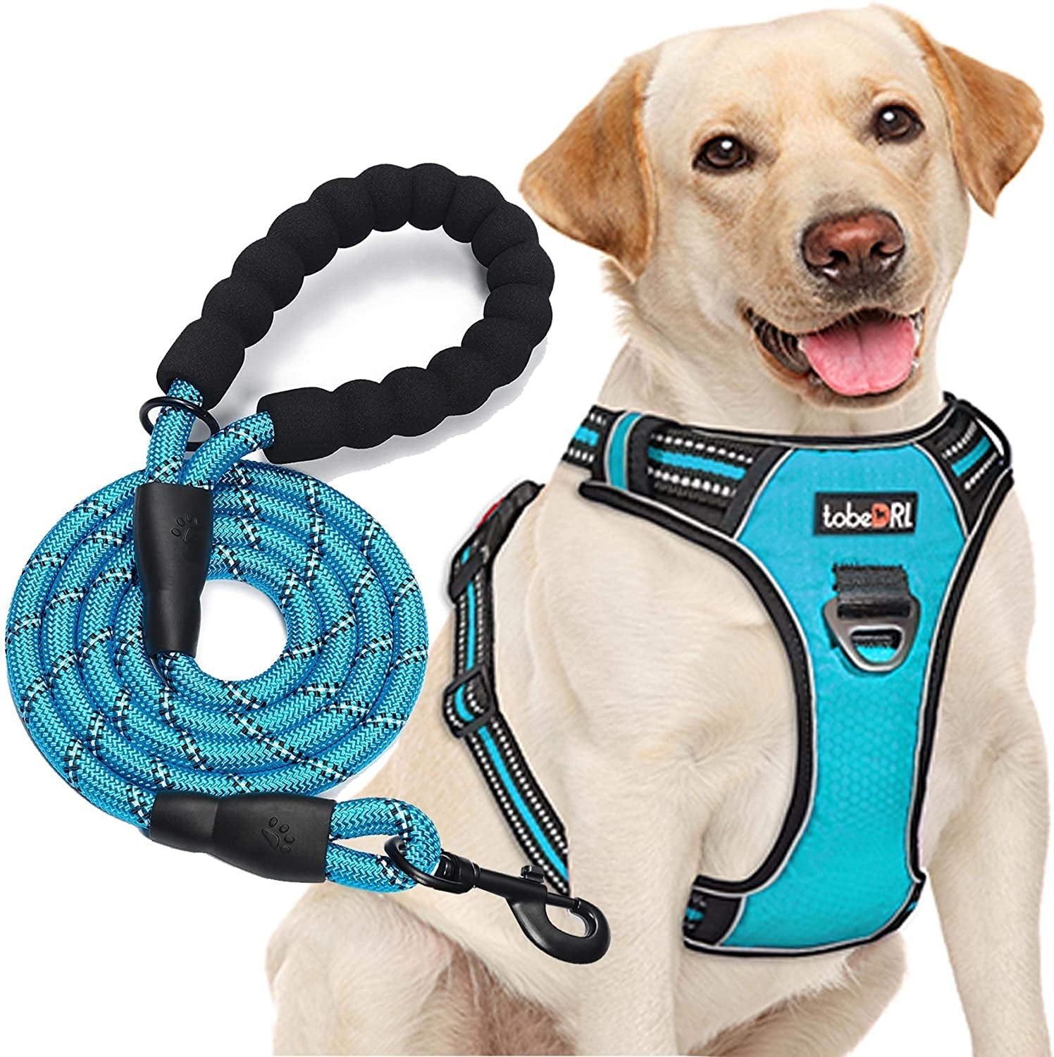tobedri-no-pull-dog-harness-adjustable-reflective-oxford-easy-control-medium-large-dog-harness-with-a-free-heavy-duty-5ft-dog-leash-blue-m