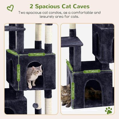 Globlazer Cat Tower for Indoor Cats, Heavy Duty Cat Trees for Large Adult Big Cats Maine Coon Cat Tree Tower with Scratching Post, Extra Large Top Perch, Cat Condos, F61, Dark Grey, 61Inch3