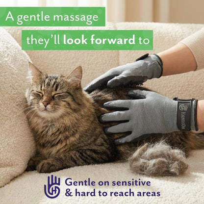 H Handson Pet Grooming Gloves - Patented #1 Ranked, Award Winning Shedding, Bathing, & Hair Remover Gloves - Gentle Brush for Cats, Dogs, and Horses (Black, Medium)8