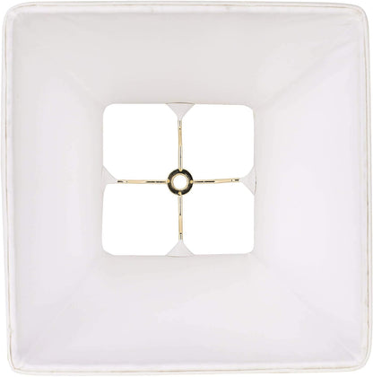 Pre-Assembled Nona Medium Ivory Square Tapered Shade 5.25X10X9 (Spider) | 5.25" Top X 10" Bottom X 9" High X 9" Slant Replacement for Table Lamps Classic Harp + Finial3