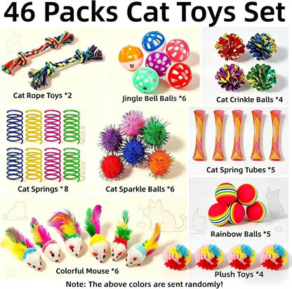 46 PCS Cat Toys for Indoor Cats, Kitten Toys with Cat Spring Toy, Mint Catnip with Crinkle Mouse Ball for Indoor Cats Kittens Exercise2