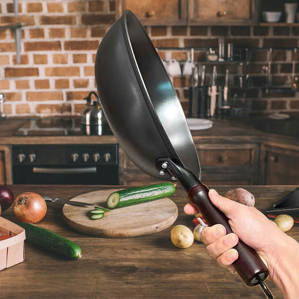 Cast Iron Wok 12.6 Inch Flat Bottom, Pre-Seasoned Chinese Fry Pan with Wooden Handle, Non Stick Coating Free for Gas Induction Electric Stovetops4