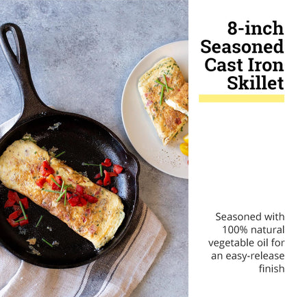 8" Cast Iron Skillet - Chef Collection - Perfect Sear - Ergonomic Handles - Superior Heat Retention - Cast Iron Cookware & Skillet2