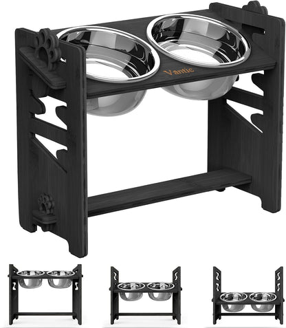 Vantic Elevated Dog Bowls, Raised Dog Bowl Stand Adjustable Small, Natural | Bamboo Elevated Feeder with 2 Stainless Steel Bowls, Adjustable Height Stand for Small Puppies and Cats8