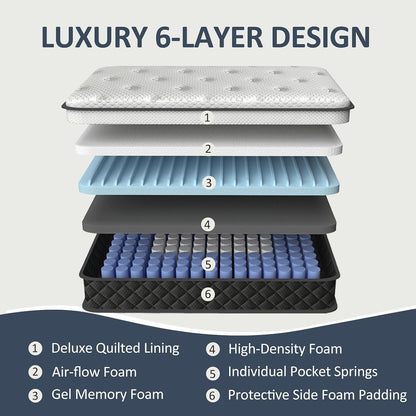 Queen Mattress, 12 Inch Queen Size Mattress in a Box, Memory Foam Mattress with Pocket Springs, Medium Firm, Lumbar Support & Motion Isolation, Pressure Relief & Breathable Comfort5