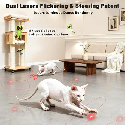 ORSDA Laser Cat Toys for Indoor Cats, 2 in 1 Interactive Automatic Dual Laser & Catnip UFO Dangler for Kitten Toys, Truly Random Trajectory Radar Motion-Activated, Rechargeable 4 Modes, Clamp Design3