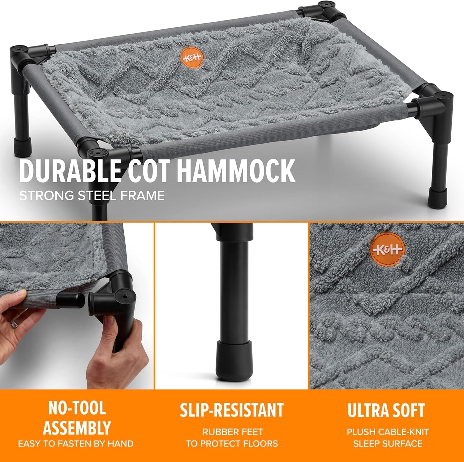 k-h-elevated-cat-bed-pet-hammock-cot-indoor-cat-bed-22x17in-gray-free-standing-raised-cot-with-metal-frame-washable-plush-cover-rubber-feet-tool-free-assembly