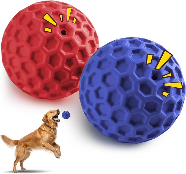 HIPPIH Indestructible Squeaky Dog Toys, Interactive Dog Balls 2 Pack, Chew Toys for Aggressive Chewers, Natural Rubber Puppy Toy for Large/Medium Dogs, Tough Puppy Teething Toy, Relieve Anxiety9