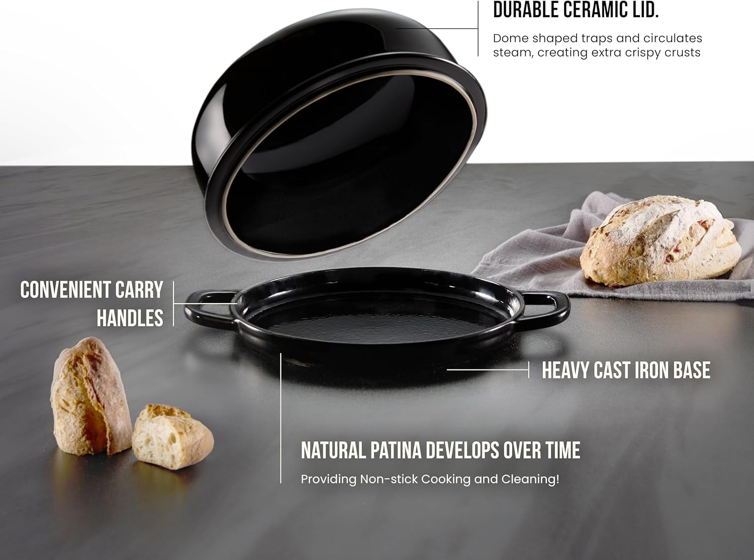 bread-oven-with-lid-and-handles-enameled-cast-iron-pan-and-ceramic-lid-for-baking-cooking-roasting-and-more-black