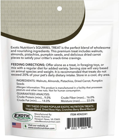 Squirrel Treat (3 Oz.) - Healthy Natural Nut & Vegetable Treat - Walnuts, Almonds, Pistachios, Pumpkin Seeds, Dried Carrots - Flying Squirrels, Ground Squirrels, Tree Squirrels & Other Rodents2