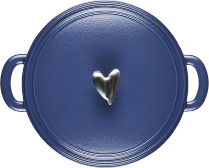 Curry Enameled Cast Iron Dutch Oven/Casserole Pot with Lid, 6 Quart - Anchor Blue6