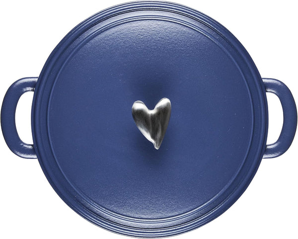 Curry Enameled Cast Iron Dutch Oven/Casserole Pot with Lid, 6 Quart - Anchor Blue6